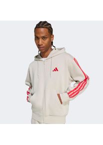 Sweatjacke adidas Sportswear "ESSENTIALS 3-STREIFEN", Herren, Gr. XXL, wonder alumina, pure ruby, Obermaterial: 55% Baumwolle, 36% Polyester, 9% Viskose, normal, ohne Ausschnitt, angesetztes B&uuml;ndchen, Sweatjacken Sweatjacke, f&uuml;r Laufen und Sportmode, mit Rei&szlig;verschluss