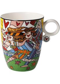 Tasse Goebel "Romero Britto - Falling", bunt, B:9cm H:11cm, Fine China-Porzellan, Trinkgef&auml;&szlig;e, Tasse, F&uuml;llmenge 0,4l
