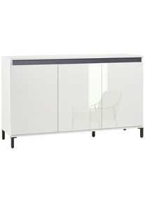 Xora Sideboard, Wei&szlig;, Wei&szlig; Hochglanz, Kunststoff, 2 F&auml;cher, 138x94x40 cm, Beim&ouml;bel erh&auml;ltlich, stehend, Holzm&ouml;bel, Wohnw&auml;nde Holz, Wohnwand Serien Holz