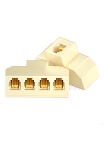 4 Way RJ11 Phone Line Splitter Adapter Support 6P4C 6P2C Enhances Communication