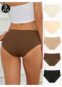 5-Pack Women's Seamless Soft Stretch Briefs, Solid Color Comfort Underwear