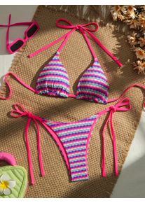 European and American Bikini Women's Two-piece Double-sided Floral Style Beach Swimsuit Women's Two-piece Set Tied Swimsuit
