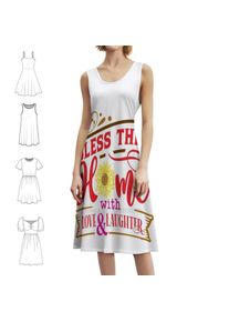 Bless This Home With Love & Laughter Korean Style Casual Dress For Women Simple Daily Office Lady Dresses Sunflower Flower