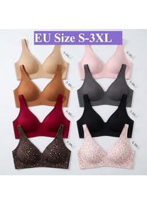 Plus Size Leopard Print Bra Push Up Soft Support Wireless Comfortable Breathable Sexy Basic Lingerie European Cup Size Everyday