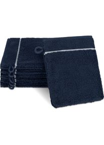 Waschhandschuh Ross "&Uuml;berkaro 9032", blau (nachtblau, wei&szlig;), B:12cm L:20cm, Frottier, Frottier, Handt&uuml;cher, Waschhandschuh, 100% Baumwolle, made in Germany