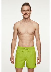 Badeshorts Reebok "Ace", Herren, Gr. S, N-Gr, gr&uuml;n (retro lime), Microfaser, Obermaterial: 100% Polyester, Badehosen Badeshorts, mit kleinen Seitenschlitzen, Eingriff-Taschen seitlich