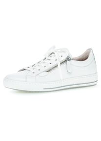 Keilsneaker Gabor "FLORENZ", Damen, Gr. 38,5, wei&szlig;, Kalbsleder, Schuhe Keilsneaker, weich gepolstertem Schaftrand, Freizeitschuh, Halbschuh, Schn&uuml;rschuh
