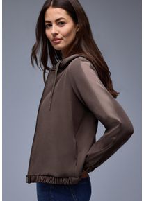 Kapuzensweatjacke Street One, Damen, Gr. 38, molten earth, Sweatware, Obermaterial: 46% Modal, 46% Polyester, 8% Elasthan, unifarben, l&auml;ssig geschnitten h&uuml;ftbedeckend, Rundhals, elastischer Bund, Sweatjacken Kapuzensweatjacke, im Silk-Look, mit seidigem Glanz