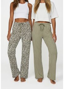 Schlafhose Vivance Dreams, Damen, Gr. 48/50, N-Gr, gr&uuml;n, Single Jersey, Obermaterial: 100% Baumwolle, bedruckt, gestreift, Basic, Basic lang, Hosen Schlafhose, mit Eingrifftaschen