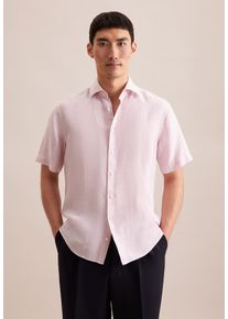 Businesshemd Seidensticker "Regular", Herren, Gr. XL (43), normale &Auml;rmell&auml;ngen, rosa (hellrosa), 100% Leinen, unifarben, regular fit, gerader Abschluss, Hemden Businesshemd, Regular 1/2 Kentkragen Uni