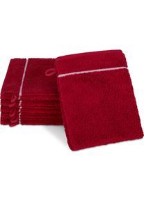 Waschhandschuh Ross "&Uuml;berkaro 9032", rot (vino, wei&szlig;), B:12cm L:20cm, Frottier, Frottier, Handt&uuml;cher, Waschhandschuh, 100% Baumwolle, made in Germany