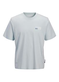 Jack & Jones T-Shirt JACK & JONES "JCOMARINA BACK PRINT TEE SS CREW NECK", Herren, Gr. XS, wei&szlig; (omphalodes), Jersey, Obermaterial: 100% Baumwolle, bedruckt, regular fit normal, Rundhals, gerader Abschluss, Shirts T-Shirt, mit Print