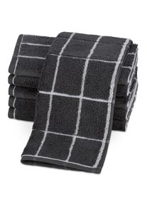Gaestehandtuecher Ross "&Uuml;berkaro 9032", schwarz-wei&szlig; (anthrazit, wei&szlig;), B:30cm L:50cm, Frottier, Frottier, Handt&uuml;cher, Gaestehandtuecher, 100% Baumwolle, made in Germany