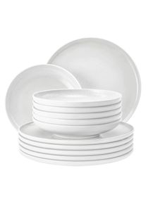 Geschirr-Set Seltmann Weiden "Tafelservice Sento Home 12er Set", wei&szlig; (aura wei&szlig;), 12 tlg., Porzellan, Geschirr-Sets, Geschirr-Set