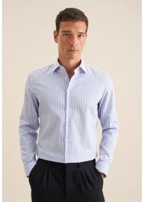Businesshemd Seidensticker "Schwarze Rose", Herren, Gr. XXL (45), normale &Auml;rmell&auml;ngen, blau (mittelblau), 100% Baumwolle, gestreift, comfort fit, 2-Knopf-Manschette, Hemden Businesshemd, Comfort 1/1 Kentkragen Gestreift