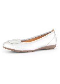 Ballerina Gabor, Damen, Gr. 35, silber (silberfaben), Glattleder, metallic, Schuhe Ballerina, flache Schuhe, Slipper mit Hovercraft Luftkammern-Laufsohle