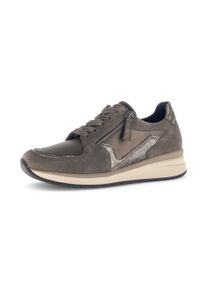 Keilsneaker Gabor "CAPRI", Damen, Gr. 36, beige (bronzefarben, taupe), Lederimitat, Veloursleder, metallic, Schuhe Keilsneaker, Freizeitschuh, Halbschuh, Schn&uuml;rschuh in Extraweite K