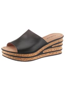 Pantolette Gabor, Damen, Gr. 38,5, schwarz, Kalbsleder, unifarben, Schuhe Pantolette, Keilabsatz, Sommerschuh, Schlappe, raffinierte Absatzgestaltung