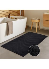 Badematte Carpet City "BAT400, Badteppich uni", schwarz, H:11mm, Polyester, Badematten, Badematte, Teppich Badezimmer, Badvorleger, Anti-Rutsch, Waschbar, Duschmatte
