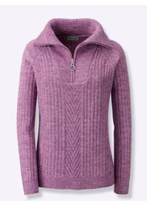 Damen Troyer im Rippstrick in violett-meliert ,Gr&ouml;&szlig;e 48, WITT, 76% Polyester, 20% Polyacryl, 4% Polyamid