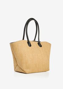 Shopper in Strohoptik, beige, Gr&ouml;&szlig;e Onesize, Stroh/Strohoptik, bonprix