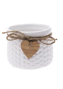 Keramick&yacute; obal na kvetin&aacute;č Heart, biela, 11 x 8,8 x 8 cm