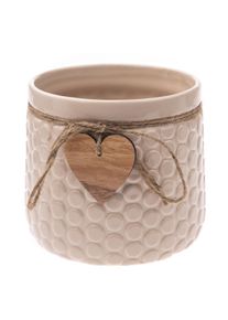 Keramick&yacute; obal na kvetin&aacute;č Heart, b&eacute;žov&aacute;, 12,5 x 14 cm