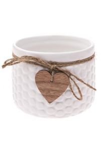 Keramick&yacute; obal na kvetin&aacute;č Heart, biela, 12,5 x 9,5 cm