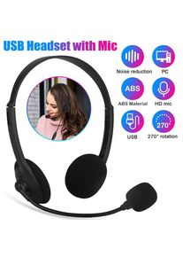 With Microphone USB Computer Headphone Stereo Sound Wire Control Wired Headset Earpiece Noise Cancelling Gaming Headset