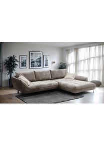 Livetastic Ecksofa, Hellbraun, Metall, F&uuml;llung: Silikon, Schaumstoffflocken,Schaumstoff, Ottomane rechts, L-Form, 324x205 cm, Made in EU, R&uuml;cken echt, Wohnzimmer, Sofas & Couches, Wohnlandschaften, Ecksofas