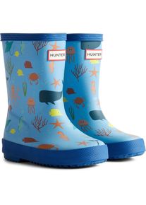 Hunter Kinderen Eerste Classic Oceaanprint Rubberlaarzen Amplifying Blauw/Libelle Blauw Wellingtonlaarzen