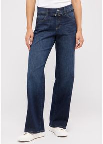 Relax-fit-Jeans Angels "LIZ CITY", Damen, Gr. 48, L&auml;nge 28, blau (schwarz indigo used), Denim/Jeans, Obermaterial: 79% Baumwolle, 19% Polyester, 2% Elasthan, weit lang, Jeans Relax-fit-Jeans, weite Passform, mit integriertem G&uuml;rtel, aus Baumwollmischung