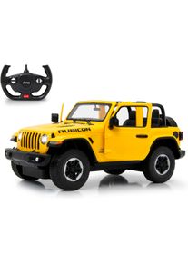 RC-Auto Jamara "Deluxe Cars, Jeep Wrangler JL, 1:14, gelb, 2,4GHz", gelb, Fernlenkfahrzeuge, KinderB:14,5cm H:13,5cm T:30,5cm, RC-Auto, mit LED-Licht, B:14,5cm H:13,5cm T:30,5cm