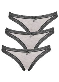 like it! String LIKE IT "3er Pack Damen String Kim", Damen, Gr. M, grau (anthrazit), Stoff, Obermaterial: 95% Modal CMD. 5% Elasthan EL., Unterhosen String