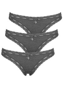 like it! String LIKE IT "3er Pack Damen String Kim", Damen, Gr. S, grau (dunkelgrau), Stoff, Obermaterial: 95% Modal CMD. 5% Elasthan EL., Unterhosen String