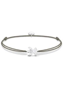 Armband Thomas Sabo "Armband Little Secret Engel", silberfarben, grau, wei&szlig;, wei&szlig;, Armb&auml;nder, Damen, 20cm, Nylon Silber 925 (recycelt), Nylon, Silber 925 (recycelt), Armband, mit Zirkonia (synth.)