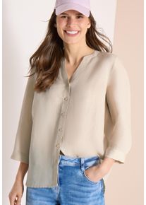 Hemdbluse Cecil, Damen, Gr. L (42), beige (macadamia beige), Web, Obermaterial: 55% Leinen, 45% Viskose, unifarben, regular fit normal, Rundhals, B&uuml;ndchen, Blusen Hemdbluse, mit Knopfleiste