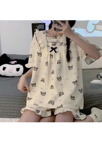 Sanrios Hello Kittys Summer Cute Sleep Nightgown Cotton Women Students Home Loungewear Sweet Lovely Casual Square Neck Lace Trim