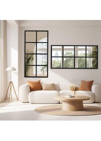 JHK 16" x 32" Set of 2 Standing Hanging Full Body Wall Mirror Rectangle Window Pane Decorative Mirror Metal Framed Mirror