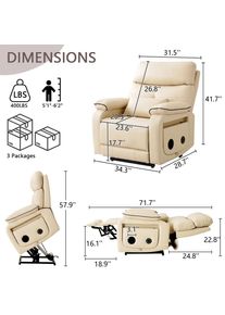 Motor Power Lift Recliner Chair for Adult amp Elderly, Infinite Position Lay Flat Lift Chair with Heat amp Massage, Cup Holder,