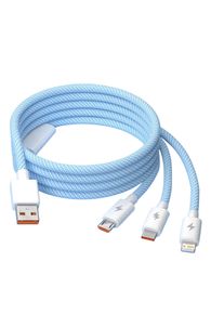 240W 3 In 1 USB to Type C Micro IOS Fast Charging Cable 3A Quick Charge Phone Data Cord For Xiaomi Redmi Oneplus iPhone Huawei