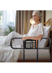 Bed Rails for Elderly Adults with Adjustable Height and Storage Pocket, Side Railings for Seniors, Slides Under Mattress, Bed