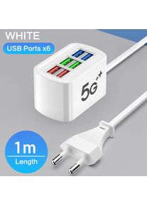 Fast USB Charger 6 in 1 Power Strip Desktop Charging Station Fast Charging 1M Cord USB HUB Adapter Socket for iPhone Home ﻿ ﻿ ﻿