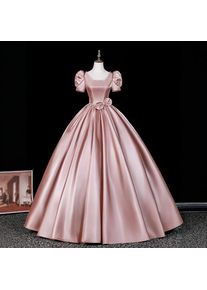 2026 Summer Women's New Vintage Satin Square-Neck Evening Gown Fashion Slimming Sexy Backless Long Bubble Sleeve Dress