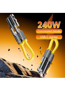 240w 4 in 1 Cable Dual Type-C Fast Charging USB-C Port Lighter Hide The Small Knife Portable Outdoor Data Wire For Mobile Phones