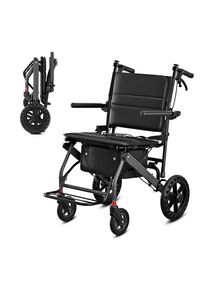 Wheelchair for Adults amp Seniors, Foldable Transport Chair with 12 Big Tire Portable Travel Wheelchair with CarbonFiber Patter