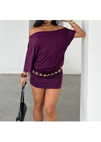 SUCHCUTE Bat Sleeve Wrap Dress Women One-Shoulder Solid Backless Bodycon Dress Evening Party Club Dress Y2K Sexy Outfits Summer
