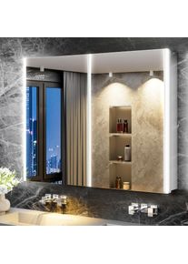 42x32 Lighted Medicine Cabinet Mirror with Magnifying & Night Lamp, 155&deg; Soft-Close Hinge, Surface or Recessed, Customized