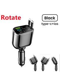 Elough 5 IN 1 Car Charger Retractable USB C to Lightning Cable 2 Type C Port Car USB Charger For IPhone Phone Adapter Compatible