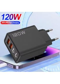 4 Ports USB C Charger 120W Fast Charging Phone Charger Power Adapter For iPhone Samsung Xiaomi Huawei Type C Quick Wall Charger